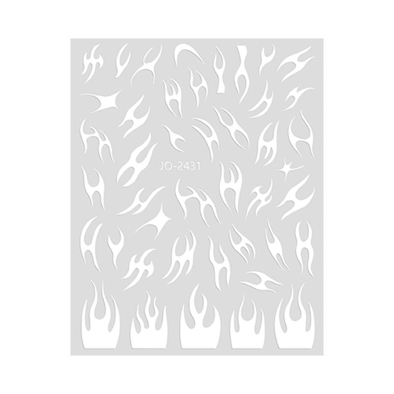 Cross-border mirror thorn flame nail art stickers hot stamping silver aurora irregular metal nail stickers decoration wholesale 