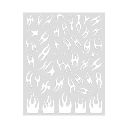 Cross-border mirror thorn flame nail art stickers hot stamping silver aurora irregular metal nail stickers decoration wholesale 