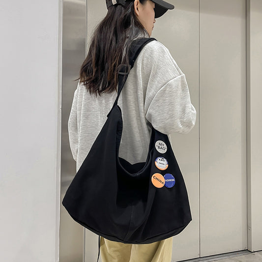 Crossbody bag female college student class bag female dual-use ins style Japanese style large capacity Ruiying canvas bag shoulder bag 