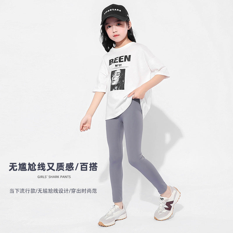 女童打底裤夏季薄款鲨鱼裤批发儿童瑜伽裤长裤小女孩外穿芭比紧身