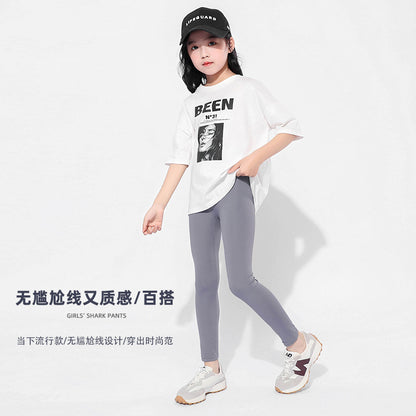 女童打底裤夏季薄款鲨鱼裤批发儿童瑜伽裤长裤小女孩外穿芭比紧身