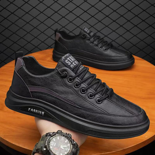 Men's board shoes 2023 new shoes men's casual leather shoes men's board shoes black non-slip chef labor insurance trendy shoes