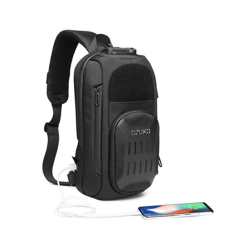 ozuko black crossbody bag large capacity sports men's chest bag outdoor tactical multifunctional men's bag shoulder bag 