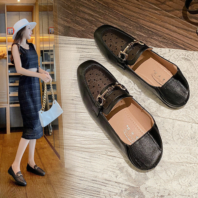 Flat single shoes အမျိုးသမီး 2023 ခုနှစ် နွေရာသီ အသစ် ကျော့ကျော့ အနီရောင် အသားတင် ဗလာကျင်း ပါးစပ် ပျော့ပျောင်းသော အောက်ခြေ ပြင်သစ် တစ်ခုတည်းသော ဖိနပ် တစ်စင်း ပဲစင်းငုံဖိနပ်