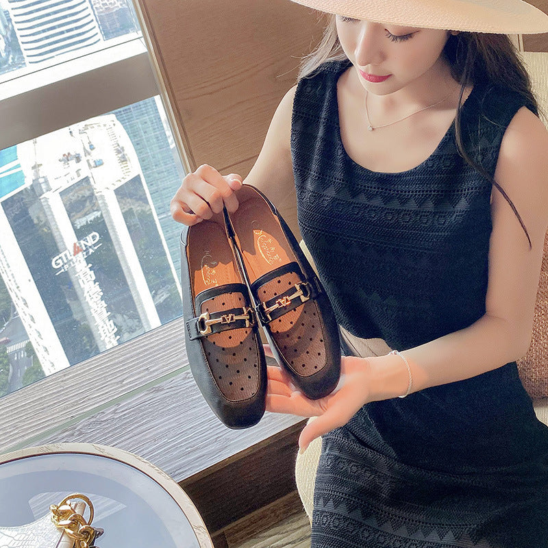 Flat single shoes အမျိုးသမီး 2023 ခုနှစ် နွေရာသီ အသစ် ကျော့ကျော့ အနီရောင် အသားတင် ဗလာကျင်း ပါးစပ် ပျော့ပျောင်းသော အောက်ခြေ ပြင်သစ် တစ်ခုတည်းသော ဖိနပ် တစ်စင်း ပဲစင်းငုံဖိနပ်