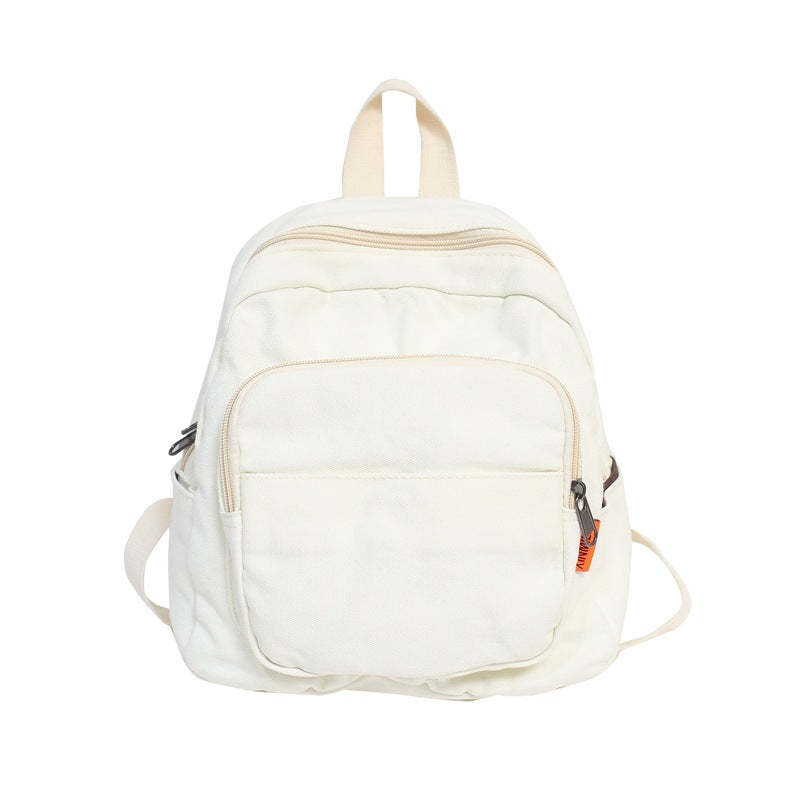 Literary Small Backpack Japanese Simple Lazy Style Small Backpack Bag 2023 Summer New Washed Canvas School Bag 