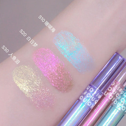 OUOII gilt စိတ်ကူးယဉ်အရည် eye shadow အကောင်းစား glitter glitter အမှုန့် pearlescent silkworm အရည် eye shadow အလှကုန် 