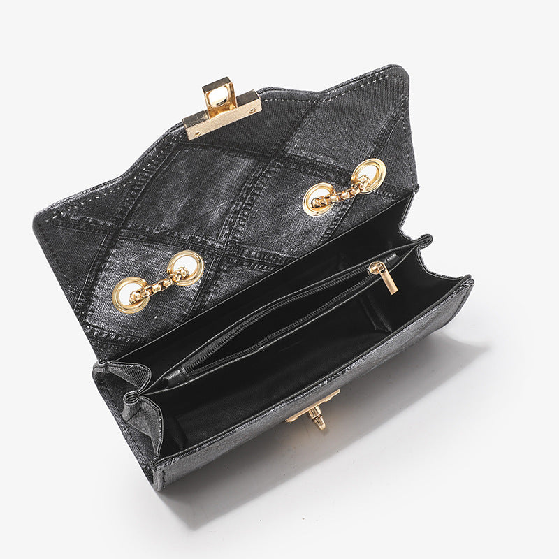 ladies bag fashionable gradient chain small square bag fashionable lock rhombus embossed crossbody women's bag dropshipping 