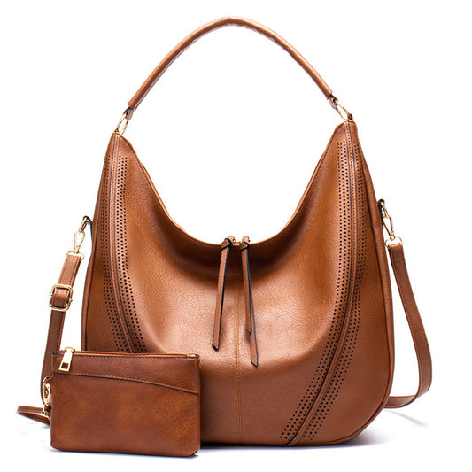 Women's bag 2023 new solid color foreign trade tassel mother-in-law bag large capacity shoulder tote bag European and American fashion shopping bag 