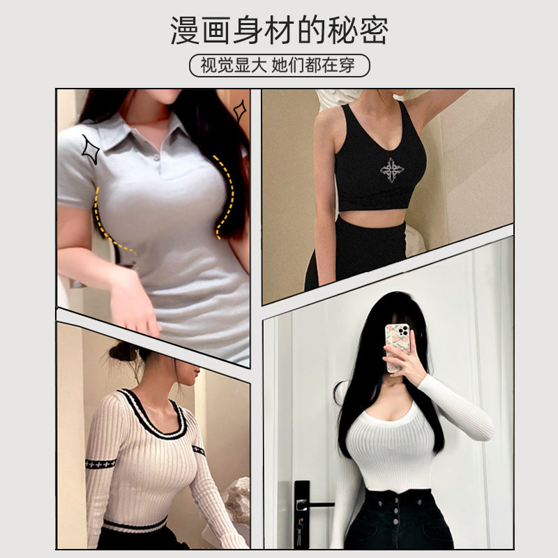外扩显大软支撑无痕内衣聚拢小胸专用无钢圈文胸法式厚杯美背胸罩