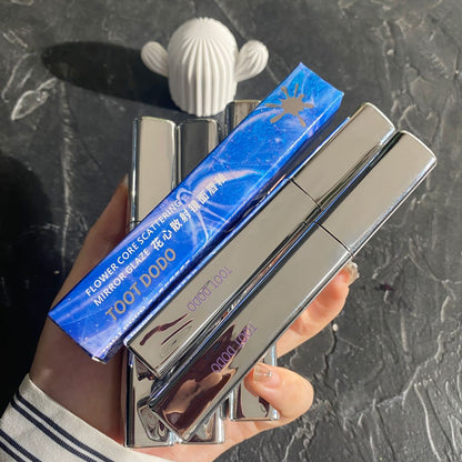Toot Dodo~Flower Heart Scattered Small Silver Tube Mirror Lip Glaze Moisturizing and Moisturizing Watery Lips Lipstick Lip Gloss for Women 