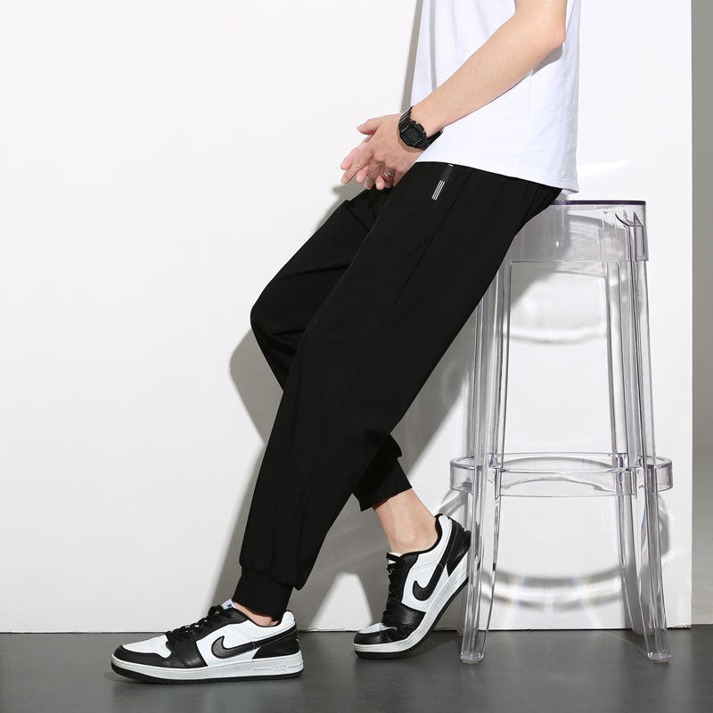 High elastic ice silk trousers men's summer trend thin sports casual pants quick-drying ice silk trousers 8316-TP30 