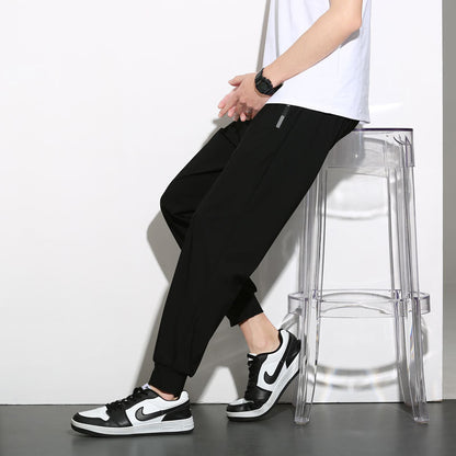 High elastic ice silk trousers men's summer trend thin sports casual pants quick-drying ice silk trousers 8316-TP30 
