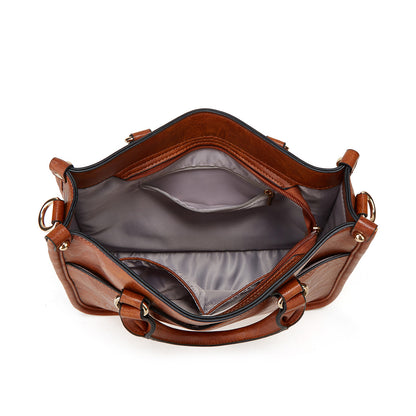 Cross-border bags 2023 autumn and winter new women's bags European and American retro tote bags single shoulder casual simple wide shoulder crossbody bag 