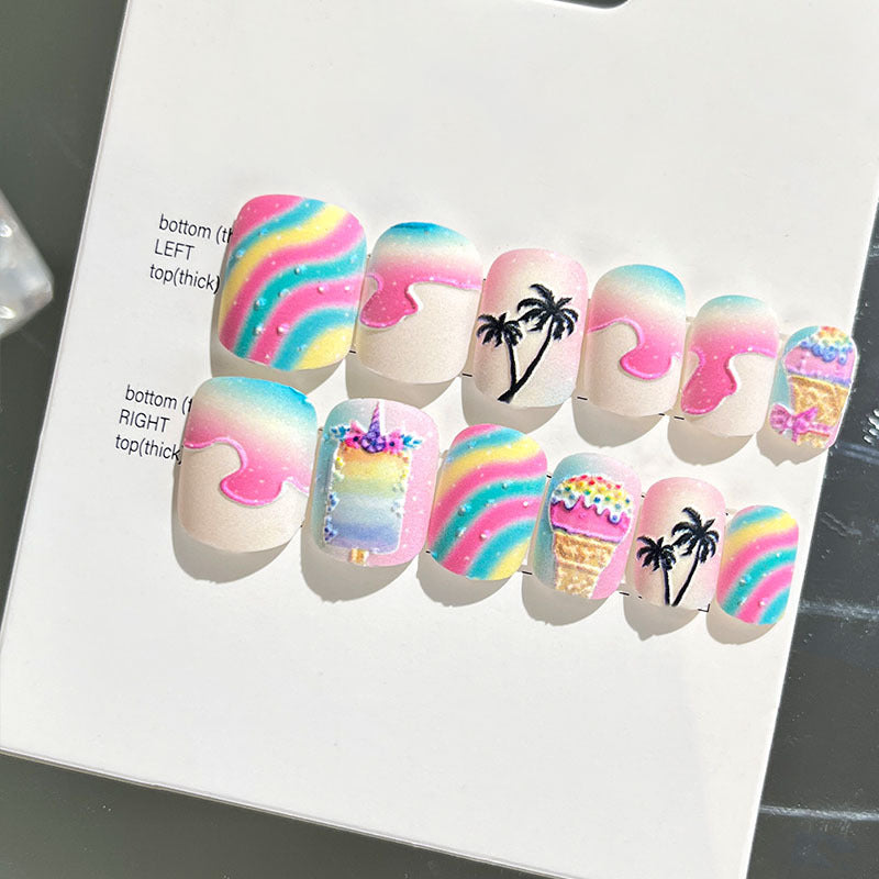 Wearable manicure finished nail patches for adults short bridal style embossed nude color 2023 new nail patches 