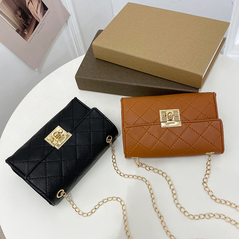 绣花小方包2021ladies bags韩版女士单肩包跨境包包女菱格链条包