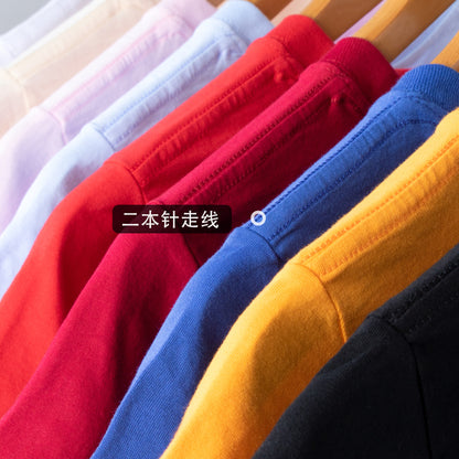 纯棉短袖T恤男童女童春秋款儿童童装纯色上衣打底衫宽松春夏季