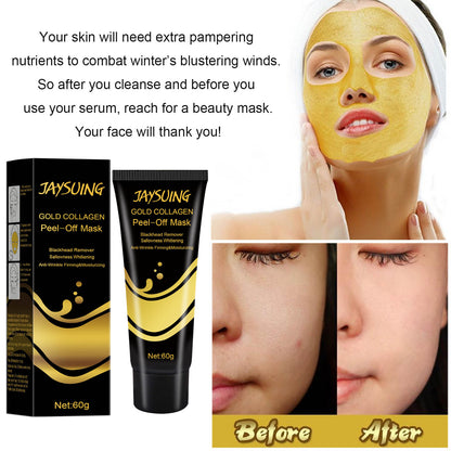 Jaysuing Gold Peel Off Mask Cream Removes Blackheads, Hydrating and Moisturizing Mask, Oil Controls, Shrinks Pores, Apply Mask 