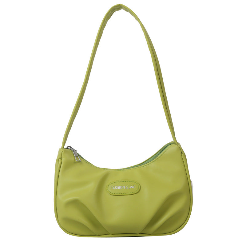 Niche texture silver bag for women 2023 new summer shoulder crossbody bag high-end pleated armpit crescent bag 