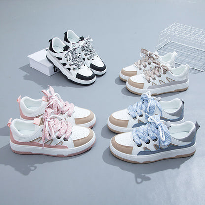 Small white shoes women's 2022 spring new board shoes students Korean version of women's shoes leather casual shoes spring and autumn explosion K3512 