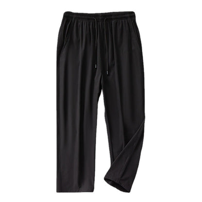 Enbu summer new Korean version of ice silk loose flat feet solid color casual pants trendy couple net red same style thin pants 