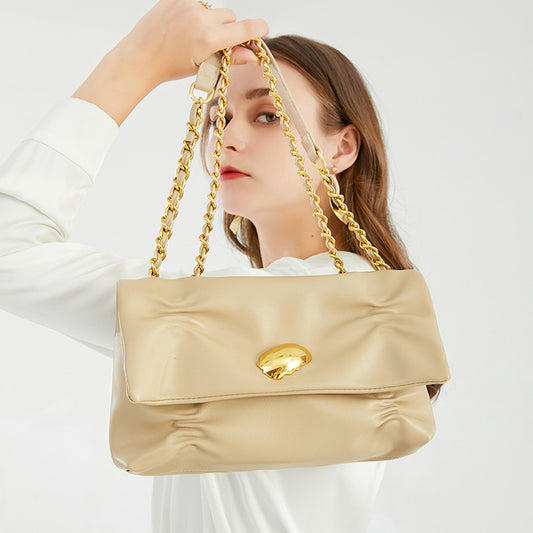 Underarm bag 2023 new pleated chain high-end women's bag niche bag design simple shoulder crossbody bag wholesale 