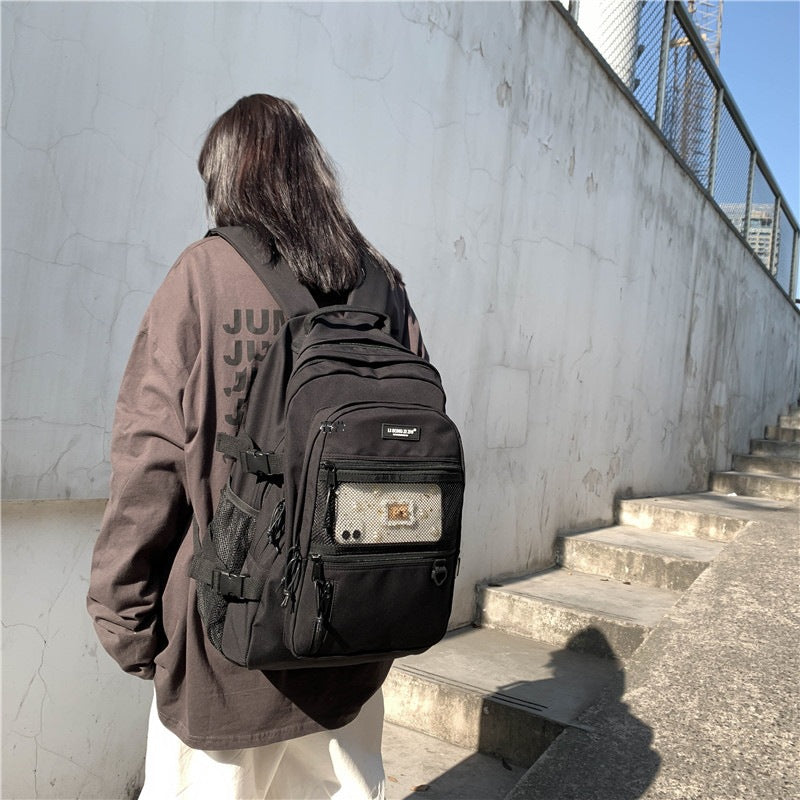 Japanese cool retro workwear backpack Korean version Harajuku ulzzang high school male college student school bag female backpack 