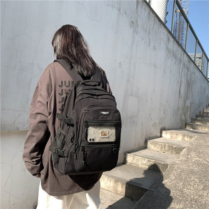 Japanese cool retro workwear backpack Korean version Harajuku ulzzang high school male college student school bag female backpack 