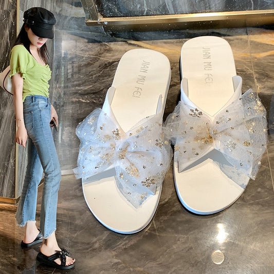 2022新款夏季凉拖鞋女外穿时尚潮韩版蝴蝶结厚底防滑耐磨女士拖鞋