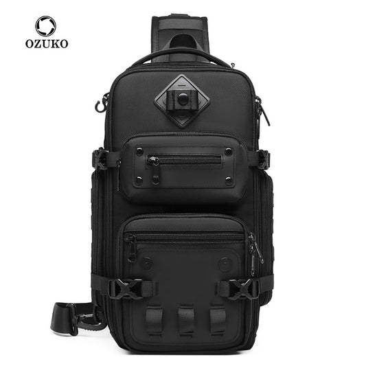 Ozuko tactical chest bag outdoor men's crossbody bag men's large capacity sports men's bag shoulder crossbody bag