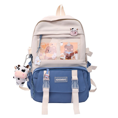 Ins style large capacity high school student schoolbag female Korean version Harajuku ulzzang cartoon backpack junior high school student backpack 
