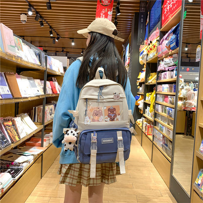 Ins style large capacity high school student schoolbag female Korean version Harajuku ulzzang cartoon backpack junior high school student backpack 