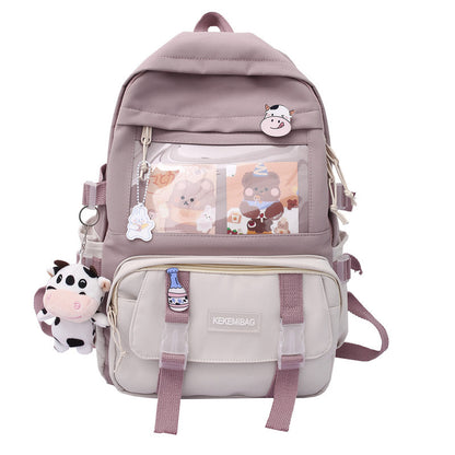 Ins style large capacity high school student schoolbag female Korean version Harajuku ulzzang cartoon backpack junior high school student backpack 