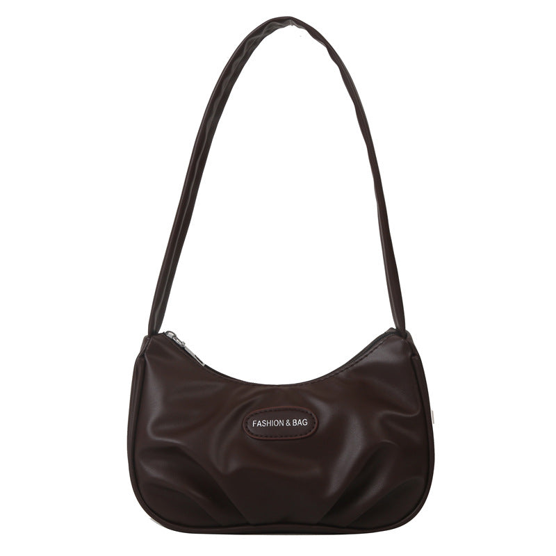 Niche texture silver bag for women 2023 new summer shoulder crossbody bag high-end pleated armpit crescent bag 