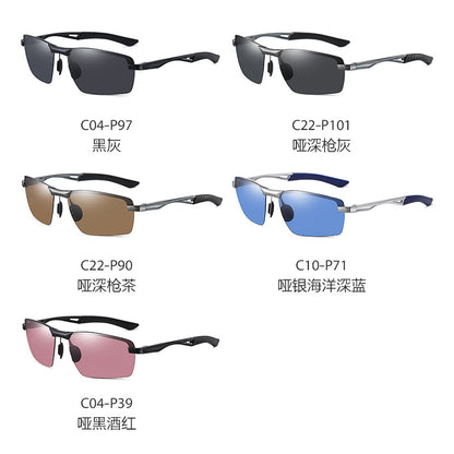 New Men's Sunglasses Aluminum Magnesium Legs Half Frame Polarized Sunglasses Fishing Glasses 3391 Driver Driving Sunglasses 