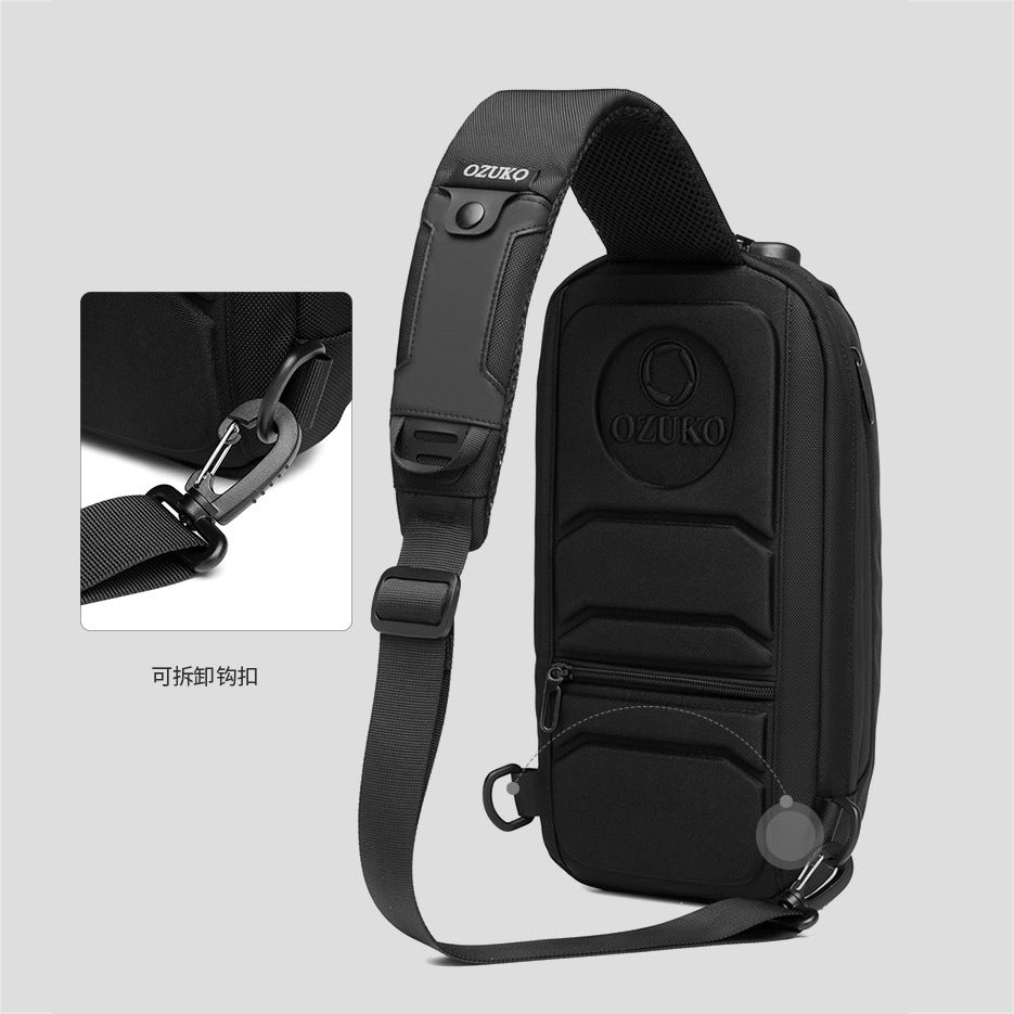 Ozuko's new anti-theft men's chest bag hard shell waterproof men's bag tactical chest bag men's crossbody chest bag 