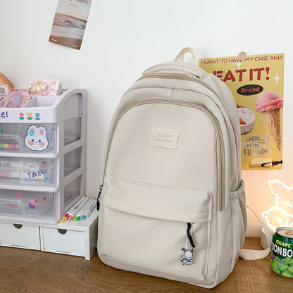 Solid color backpack for women 2023 new style middle school girl girl large capacity high school bag college girl simple backpack 