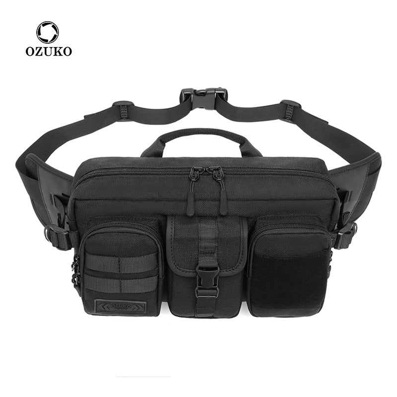 ozuko men's tactical waist bag outdoor waterproof men's bag crossbody bag sports waist bag multi-functional large capacity waist bag 