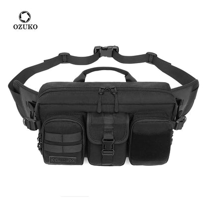 ozuko men's tactical waist bag outdoor waterproof men's bag crossbody bag sports waist bag multi-functional large capacity waist bag 