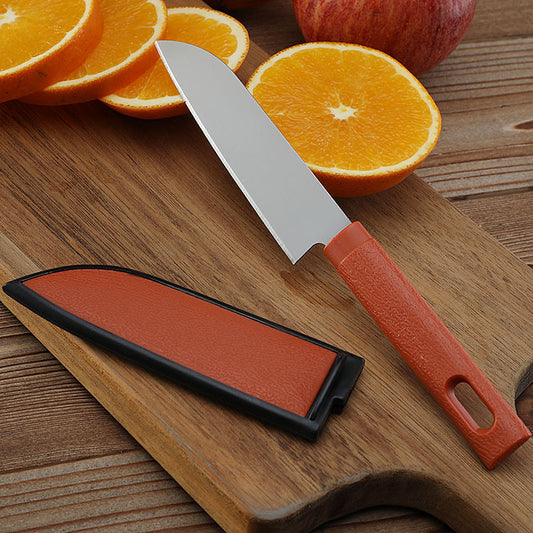 Wholesale Yangjiang Small Commodity One Yuan Store Stainless Steel Fruit Knife with Protective Cover Hezai Knife Yellow Set Knife in Stock 