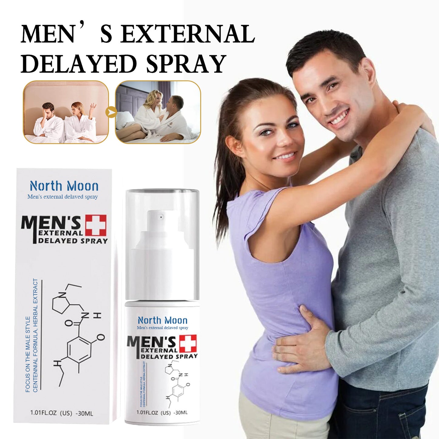 North Moon Men's Care Spray Enhances Stamina Men's Body Strengthening Moisturizing Massage Care Spray 