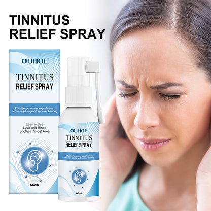 OUHOE tinnitus relief spray, behind-the-ear ear plugs to relieve ear discomfort, earwax cleaning and ear health care spray 