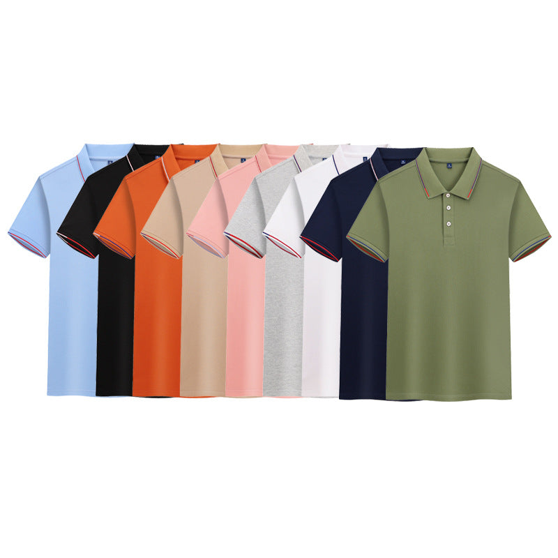 夏季女生丝光棉文化衫工衣定制logo短袖翻领男装POLO衫间色广告衫