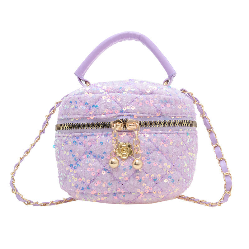 Diamond children's bag, high-end parent-child handbag, fashionable and personalized girl's cross-body bag, small fragrant sequined backpack 