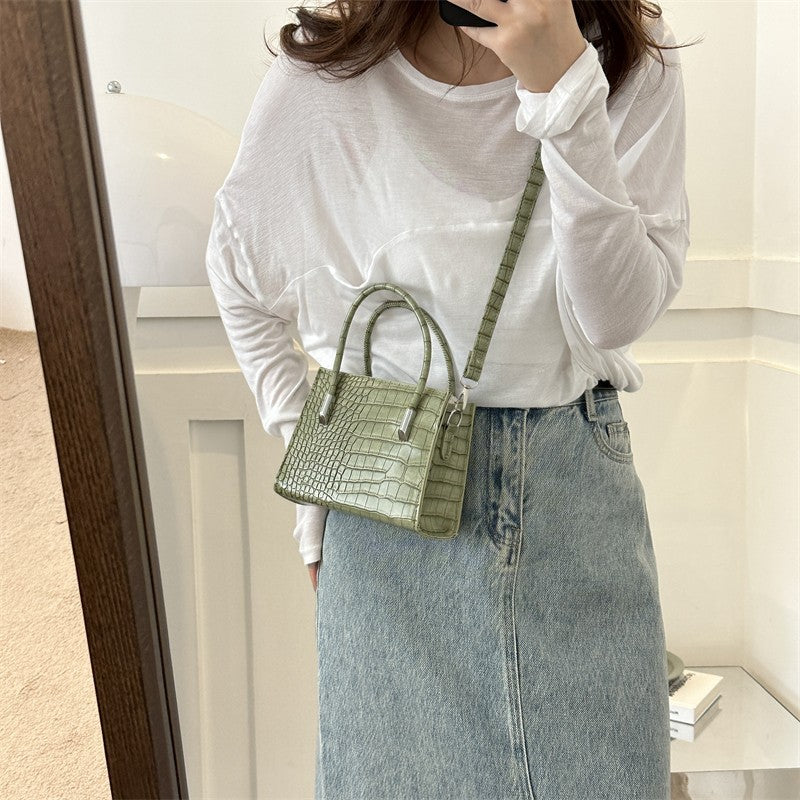 2023 New Trendy Fashion Stone Pattern Large Bag Casual Shoulder Bag Large Capacity Western Style Solid Color Handheld Tote Bag 