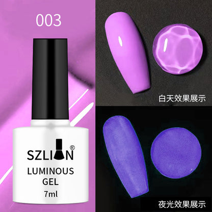 Cross-border popular nail art luminous glue fluorescent color nail polish glue phototherapy glue set popular candy color nail salon exclusive 