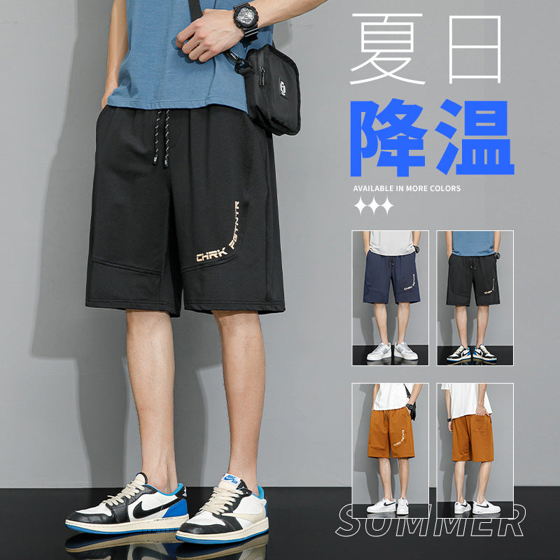 短裤男夏季新款冰爽宽松运动五分裤潮牌印花大码中裤休闲百搭男裤