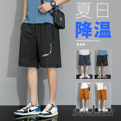 短裤男夏季新款冰爽宽松运动五分裤潮牌印花大码中裤休闲百搭男裤