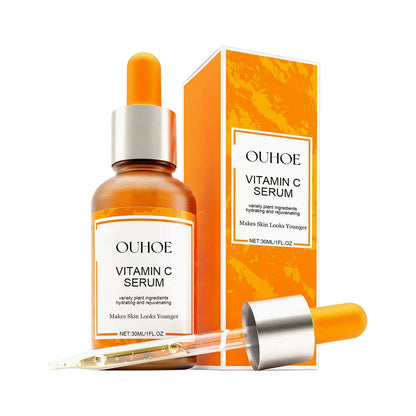 OUHOE ဗီတာမင် C Facial Essence သည် ညီညာသော အရေးကြောင်းများကို ပျောက်ကင်းစေပြီး မျက်နှာအသားရေကို တင်းရင်းစေကာ အိုမင်းရင့်ရော်မှုကို ဆန့်ကျင်ပေးသည် ။ 