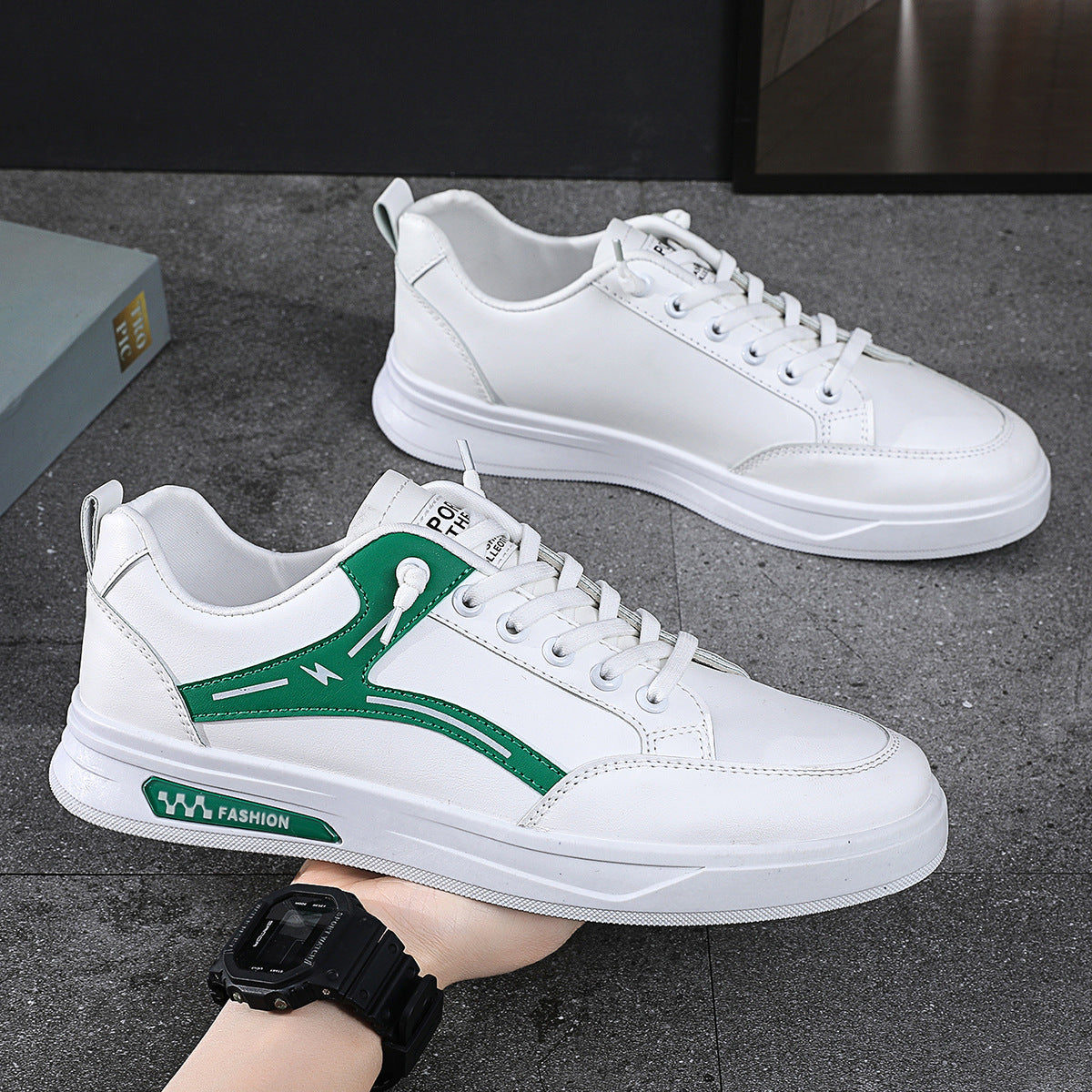 Board shoes men's 2023 new spring men's students sports casual board shoes leather surface Korean version all-match small white shoes